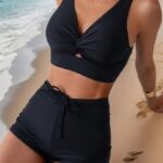 Black Emerald Tide Wrap Two-Piece Swim Wear