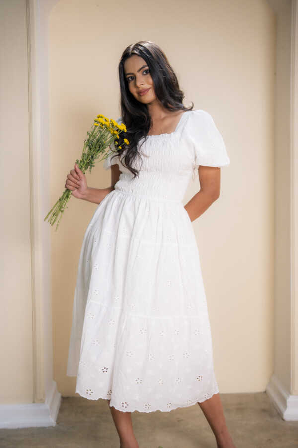 Amelia Cutlon Dress -White - Image 5