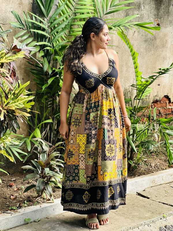 Liara Padded Halter Boho Dress. - Green - Image 4