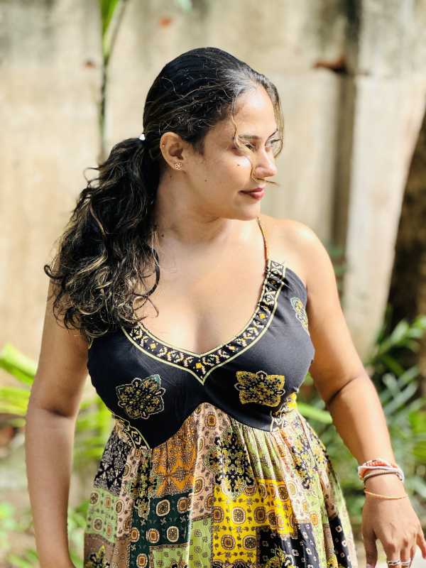 Liara Padded Halter Boho Dress. - Green - Image 5